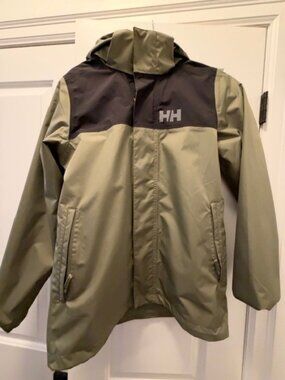 Helly Hansen Kids Olive & Black Waterproof Rain Jacket